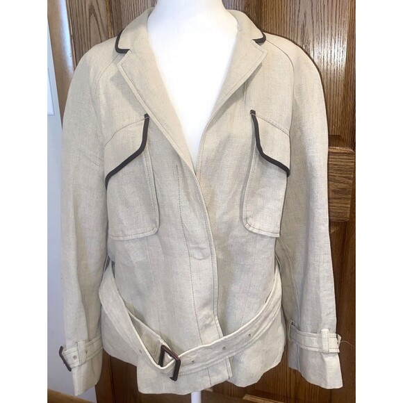 LOFT Jackets & Blazers - NWT LOFT Ann Taylor Blazer Jacket Women’s 14 Linen Lined Belt Two Snap Buttons